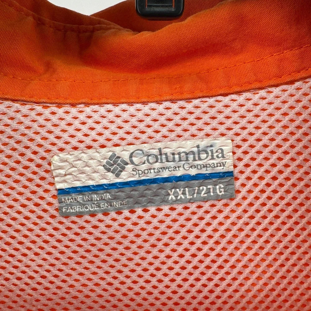 Columbia‎ Clemson Tigers PFG Fishing Shirt Mens XXL Orange Short Sleeve Utility